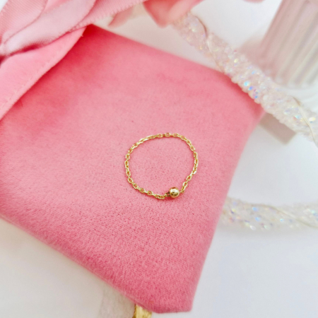 Inel elegant din aur 14K cu lănțișor și biluță – Bijuterie sofisticată pentru ocazii speciale [1]