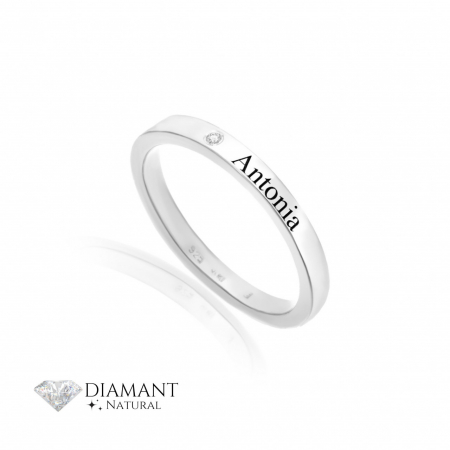 Bijuterii aur, argint, diamante, inox - Inel din Argint 925 Personalizat cu Nume și Diamant Natural