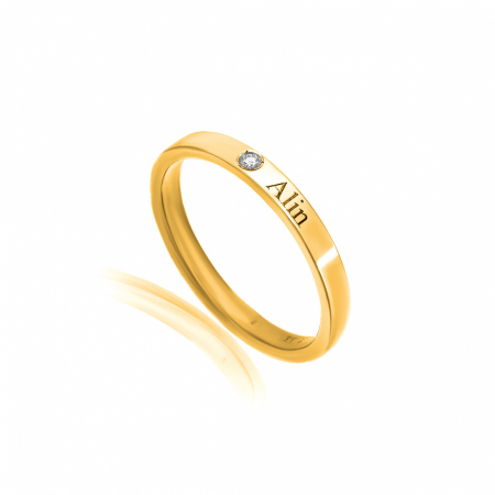 Inel cu Nume din AUR 14K si diamant natural [3]
