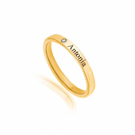 Bijuterii aur, argint, diamante, inox - Inel cu Nume din AUR 14K si diamant natural