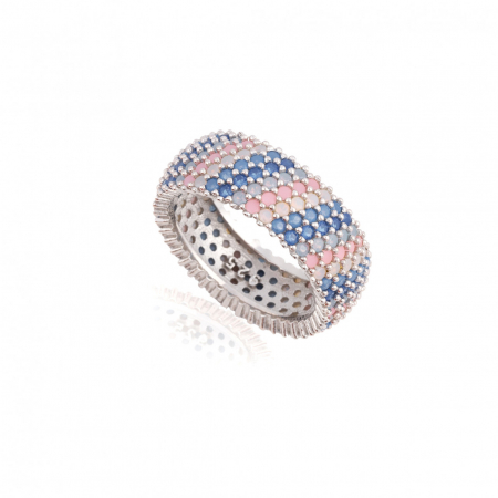 Inele din Argint - Inel din Argint 925 Tennis cu Cristale Multicolore - Eleganță și Versatilitate pentru Orice Ocazie