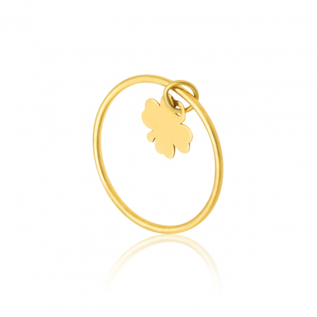 Inele Aur 14K Personalizate - Inel din Aur 14k cu Pandantiv Trifoi – Simbol Noroc și Eleganță pentru Orice Ocazie