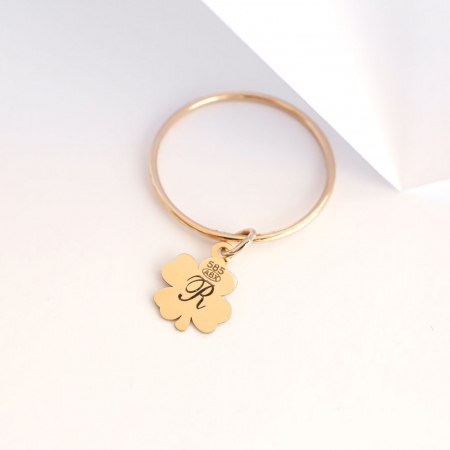 Inel din Aur 14k cu Pandantiv Trifoi – Simbol Noroc și Eleganță pentru Orice Ocazie [4]