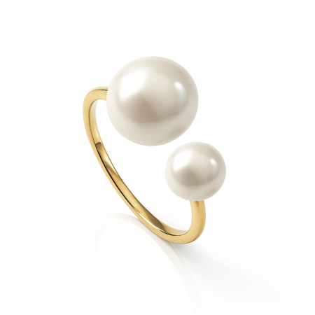 Inele Aur 14K Personalizate - Inel Floating Pearls din AUR 14K cu Perle de Cultură – Eleganță și Raffinament în Fiecare Detaliu