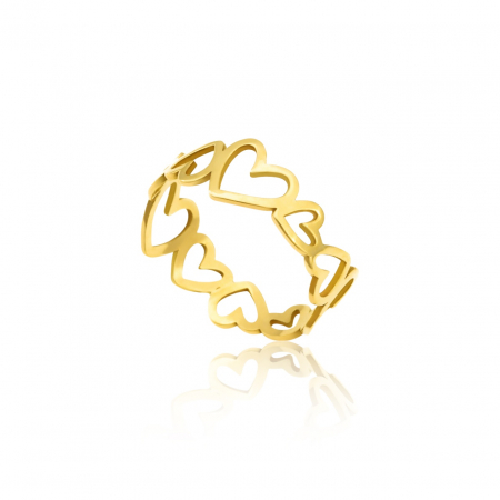 Inele Aur 14K Personalizate - Inel MultiHearts din aur 14k – Eleganță, romantism și personalizare într-un design unic cu inimioare