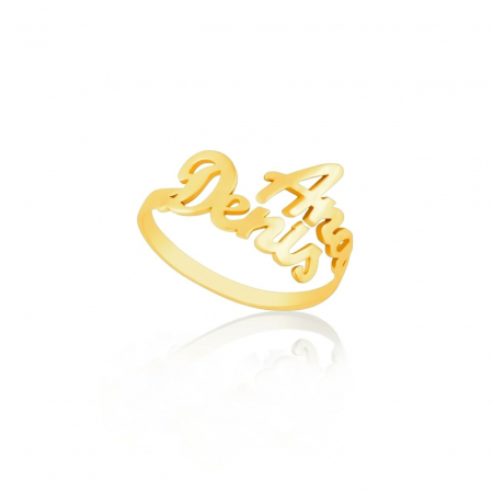 Inele Aur 14K Personalizate - Inel personalizabil din aur 14k cu două nume – Eleganță și individualitate pentru orice ocazie