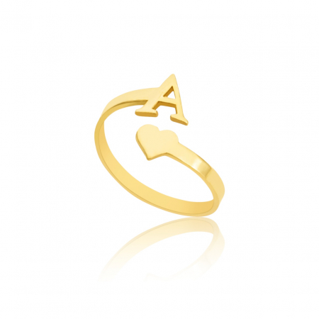 Inele Aur 14K Personalizate - Inel personalizat din aur 14k cu inițială – Eleganță și rafinament, cadou perfect pentru orice ocazie