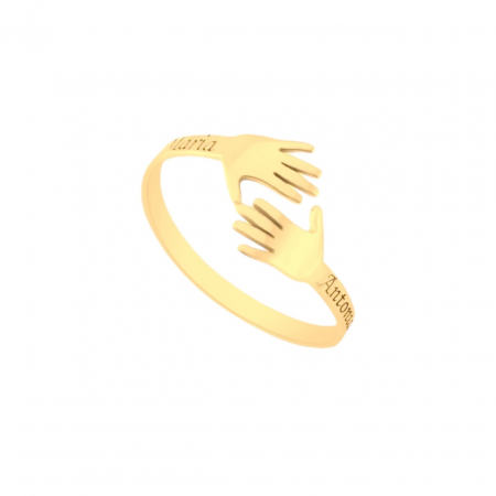 Inele Aur 14K Personalizate - Inel reglabil din aur 14K cu mânuțe personalizabile – Bijuterie elegantă și simbolică pentru momente speciale