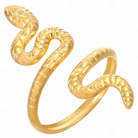 Inele Inox și Aur - Inel Reglabil Snake II din Inox și Aur 18K – Eleganță Durabilă și Stil Modern
