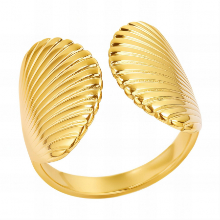 Inele Inox și Aur - Inel Reglabil Summer Shell din Inox placat cu AUR 18K – Eleganță durabilă și design unic