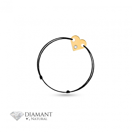 Bijuterii aur, argint, diamante, inox - Inel reglabil cu inimioară și diamant din Aur 14k – Eleganță și rafinament pentru orice ocazie