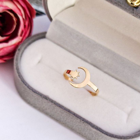 Inel Soarele și Luna din Aur 14K – Bijuterie Elegantă cu Simbolism de Echilibru și Magie [1]