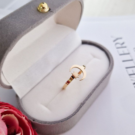 Inel Soarele și Luna din Aur 14K – Bijuterie Elegantă cu Simbolism de Echilibru și Magie [3]