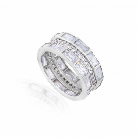 Inele din Argint - Inel Tennis din Argint 925 Rodiat cu Cristale – Eleganță Clasică și Rafinament Modern