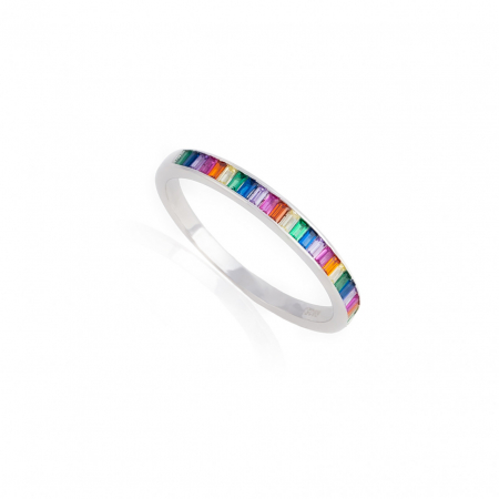 Inele din Argint - Inel tip tennis din Argint 925 cu cristale multicolore – Eleganță și rafinament pentru orice ocazie