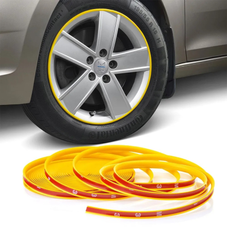 Inele protecție jante - Inele de protectie si decor jante adezive din plastic flexibil GALBEN rezistenta UV si impermeabile - IoArtify.ro