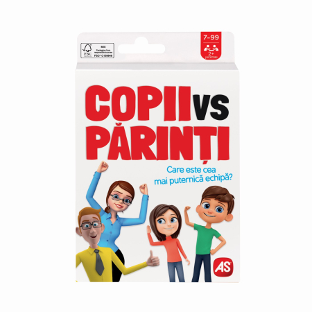 JOCURI SI JUCARII - Joc de Carti Copii Vs Parinti cu 52 de carti rezistente din carton - IoArtify.ro