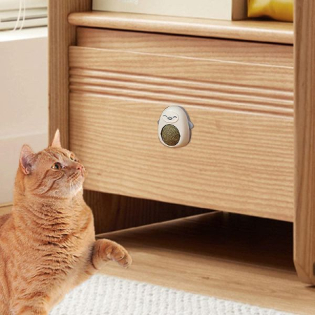 Jucarie interactiva Model Pinguin pentru pisicute cu minge rotativa 360 grade din iarba Catnip 4.3 x 6 cm Albastru – IoArtify.ro [6]