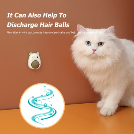 Jucarie interactiva Model Ursulet pentru pisicute cu minge rotativa 360 grade din iarba Catnip 4.3 x 6 cm Roz – IoArtify.ro [5]