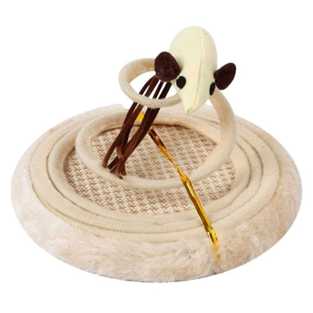 Jucarie interactiva pentru pisicute Ascutitor ghiare Model Soricel cu coada lunga 15 x 23 cm Bej – IoArtify.ro [3]