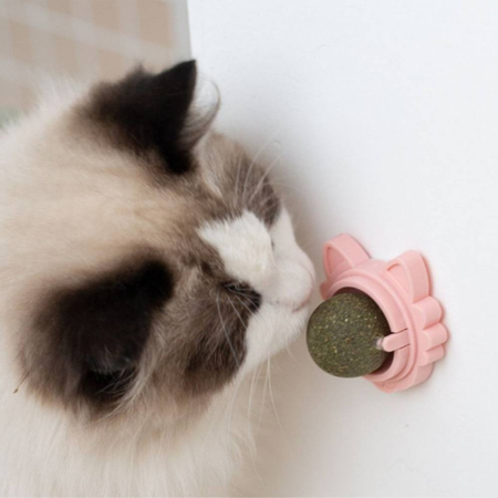 Jucarie interactiva pentru pisicute cu minge rotativa 360 grade din iarba Catnip pentru curatarea dintilor 5.5 cm Verde – IoArtify.ro [5]