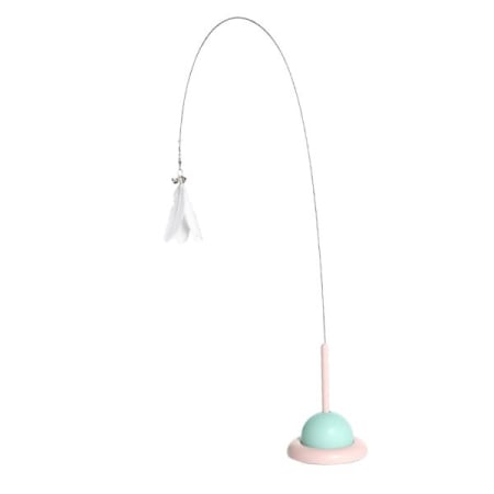 Jucării pentru Animale - Jucarie interactiva pentru pisicute cu ventuza bara flexibila din otel pana si clopotei 90 cm Alb – IoArtify.ro