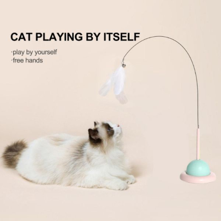 Jucarie interactiva pentru pisicute cu ventuza bara flexibila din otel pana si clopotei 90 cm Alb – IoArtify.ro [5]