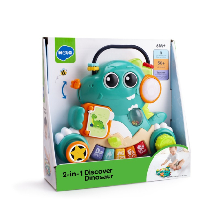 Jucarii pentru bebelusi - Jucarie Muzicala 2 in 1 Descopera Dinozaurul cu sunete realiste si lumini LED - IoArtify.ro
