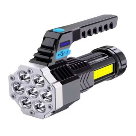 Lanterna LED Reflector cu Acumulator USB - 7 LEDs, 4 Trepte