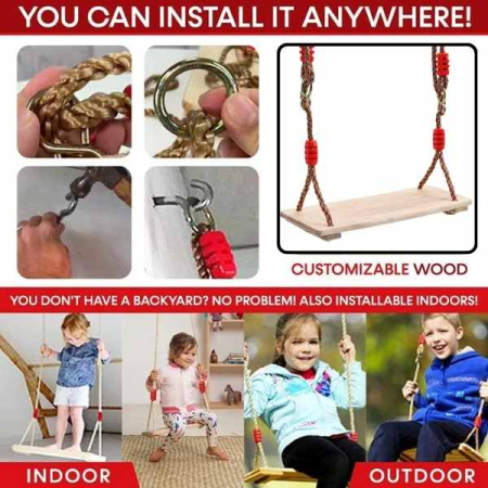 Leagan cu Sfoara pentru Copii din Lemn Dreptunghiular 40 x 16.2 x 1.2 cm – IoArtify.ro [5]