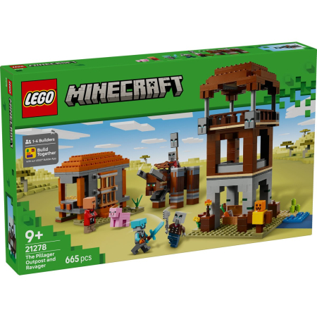 JOCURI SI JUCARII - Lego Minecraft Avanpostul Jefuitorului si Distrugator 21278 set 683 piese - IoArtify.ro