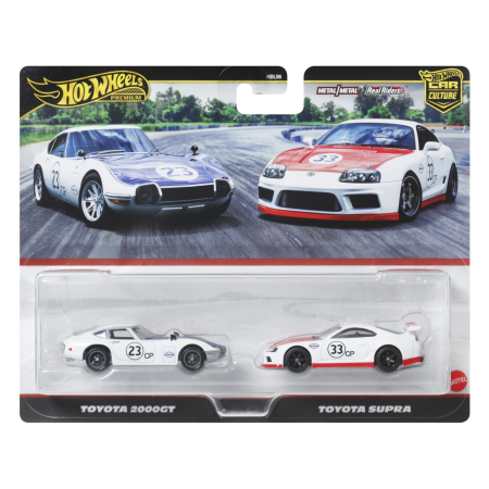 JOCURI SI JUCARII - Hot Wheels Premium Set 2 Masinute Metalice Toyota 2000gt si Toyota Supra Scara 1 la 64 - IoArtify.ro