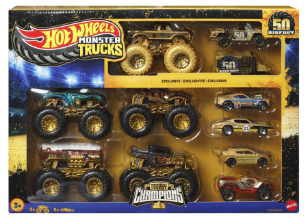 JOCURI SI JUCARII - Hot Wheels Monster Truck 50 Bigfoot Set 11 Vehicule cu roți mari și detalii realiste - IoArtify.ro