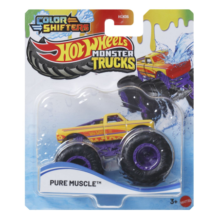 JOCURI SI JUCARII - Hot Wheels Monster Truck Camion Pure Muscle cu Culori Schimbatoare Scara 1 la 64 - IoArtify.ro