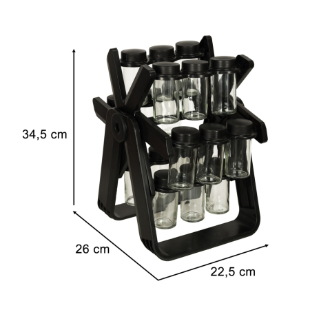 Organizator de condimente cu 18 containere cu suport rotativ pentru bucatarie culoare neagra capacitate 18 recipiente – IoArtify.ro [7]