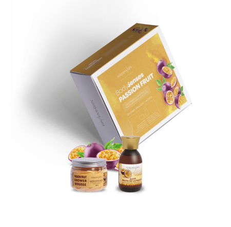 Îngrijire corporală - Pachet ingrijire Shower Mousse de fructul pasiunii si ulei de fructul pasiunii cu extract natural hidratant – IoArtify.ro