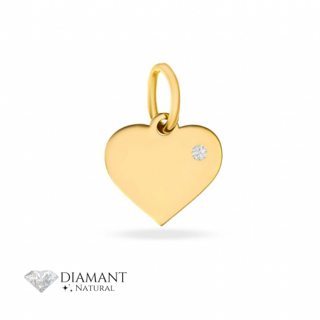 Bijuterii aur, argint, diamante, inox - Pandantiv Inimioară din Aur 14k cu Diamant Natural – Eleganță și Simbol al Iubirii