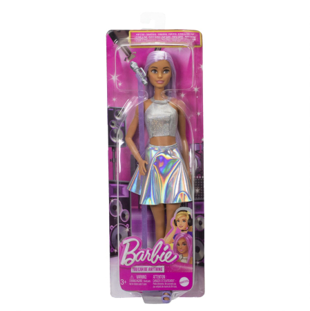 Papusi si accesorii - Barbie Papusa Barbie You Can Be Set Barbie Star Pop si Microfon cu microfon detasabil - IoArtify.ro