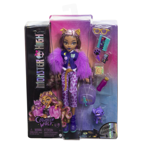 JOCURI SI JUCARII - Monster High Papusa Clawdeen Wolf si Catelul Crescent cu accesorii detaliate - IoArtify.ro