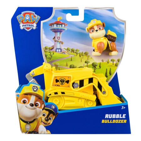 JOCURI SI JUCARII - Patrula Catelusilor Set Vehicul de Baza Buldozer si Figurina Rubble Joc Plastic - IoArtify.ro