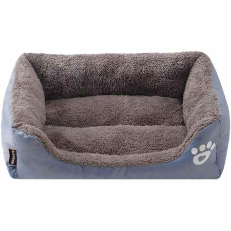 Paturi și Saltele Animale - Patut pentru Caini Imblanit Anti Aderent Calduros si Moale Marimea L 65 x 50 x 16 cm Gri – IoArtify.ro