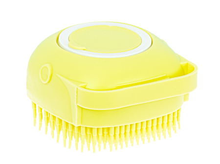 Perie din silicon cu dozator de sampon pentru spalare caini sau pisici 7,5 x 7,5 cm culoare galben – IoArtify.ro [2]