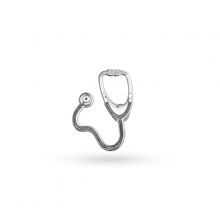 Bijuterii Argint Personalizate - Pin Personalizat din Argint 925 - Stetoscop, Cadou pentru Medici, Decor Profesional