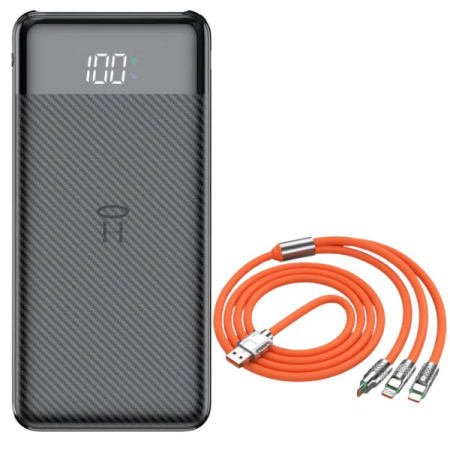Pachete Promotionale - Powerbank Li-Po 10.000 mAh cu Display LED și Cablu Fast Charge 3 în 1 – Soluția ta portabilă pentru încărcare rapidă