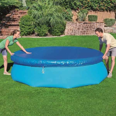 Prelata Universala pentru Acoperire Piscine Gonflabile Rotunde cu Diametru 244 cm Material PVC Impermeabila Albastru – IoArtify.ro [5]