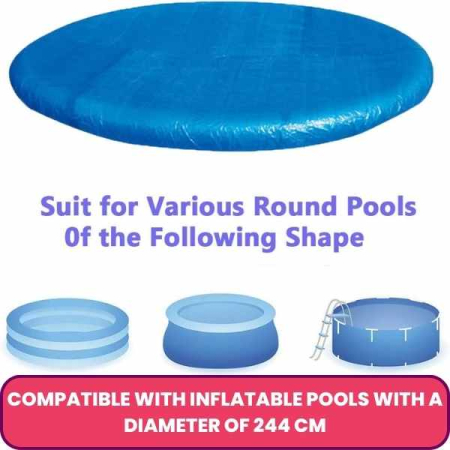 Prelata Universala pentru Acoperire Piscine Gonflabile Rotunde cu Diametru 244 cm Material PVC Impermeabila Albastru – IoArtify.ro [2]