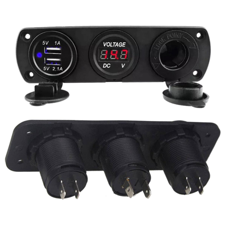 Priza suplimentară impermeabilă 12V pentru vehicule Off Road, ATV, SSV, cu USB și voltmetru [2]