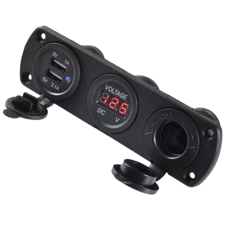 Priza suplimentară impermeabilă 12V pentru vehicule Off Road, ATV, SSV, cu USB și voltmetru [1]
