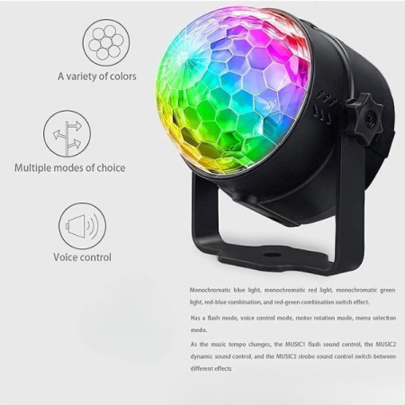 Transformă-ți petrecerea cu Proiector Disco LED RGB cu Senzor de Sunet – efecte spectaculoase și iluminare vibrantă! [5]