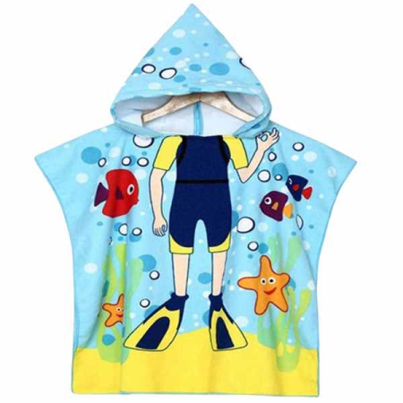 Piscine, Colaci și Accesorii înot - Prosop de Baie Pentru Copii Tip Halat din Microfibra 250 g/m² 58 x 57 cm Model cu Scafandru - IoArtify.ro